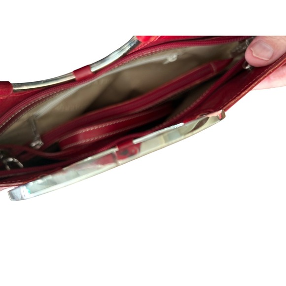 Cuoieria Fiorentina Red Leather Satchel Bag Round Handle Stylish Tote with strap - Picture 13 of 13